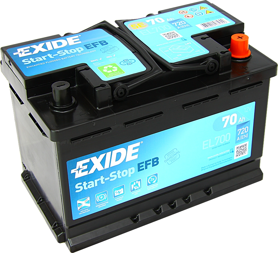 Exide Start-Stop EFB 12V 70Ah 720A EL700 :: Filtre, Oleje,mazivá ...