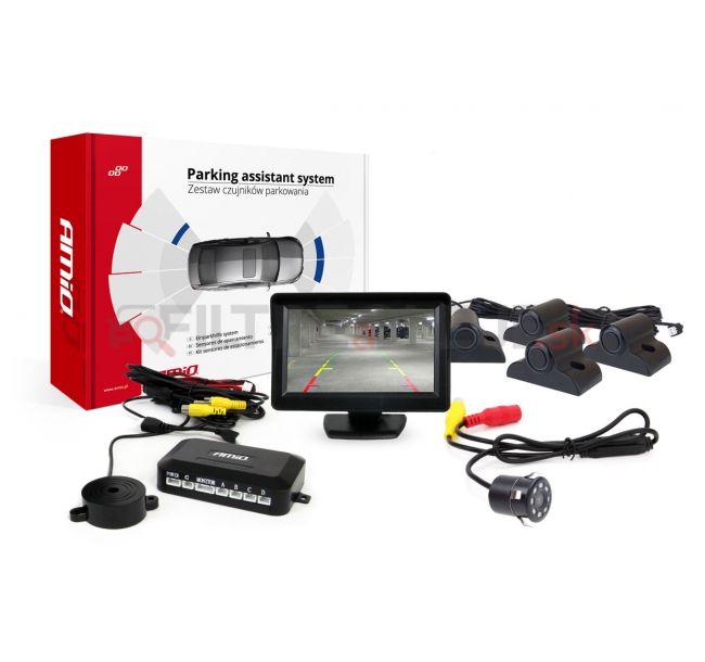 AMIO asistenty parkovania TFT01 4,3 s kamerou HD-307-IR 4-senzorové čierne Truck.jpg
