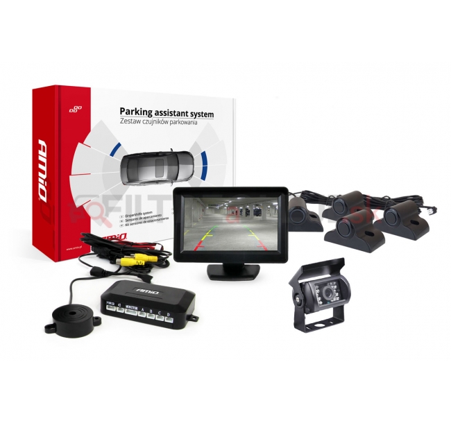 AMIO asistenty parkovania TFT01 4,3 s kamerou HD-501-IR 4-senzorové čierne Truck.jpg