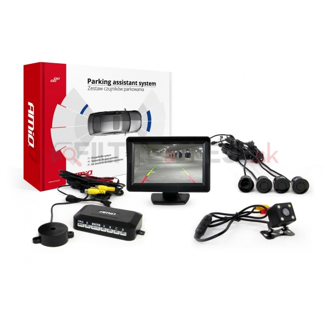 AMIO asistenty parkovania TFT01 4,3 s kamerou CAM-315 LED, 4-senzorové čierne.jpg