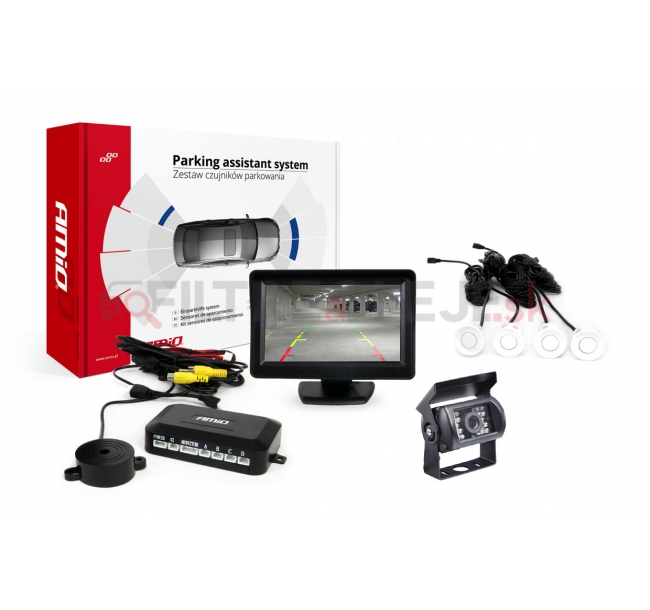 AMIO asistenty parkovania TFT01 4,3 s kamerou HD-501-IR 4-senzorové, biele.jpg