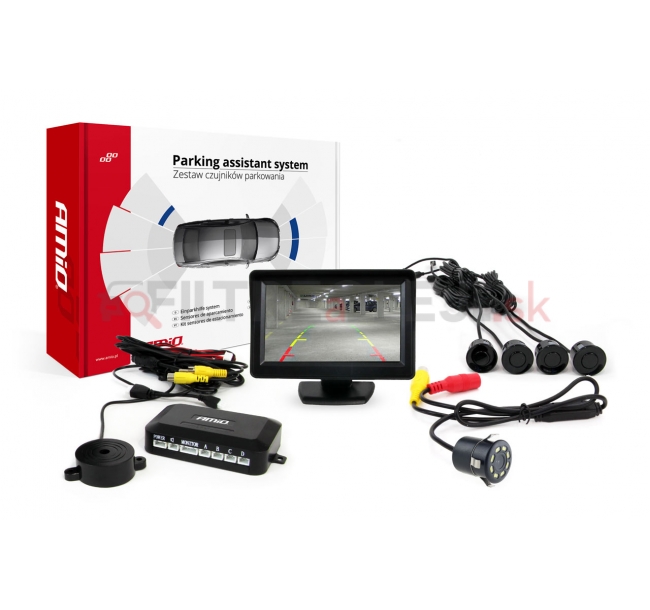 AMIO asistenty parkovania TFT01 4,3 s kamerou CAM-308 LED, 4-senzorové čierne.jpg