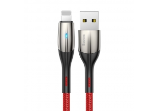 AMIO kábel USB Lightning s LED diódov Baseus Horizontal, červený, 100 cm 2,4A.jpg