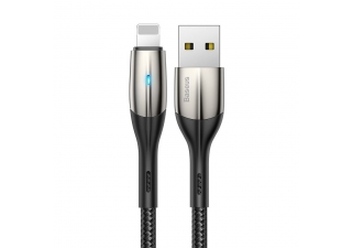 AMIO kábel USB Lightning s LED diódov Baseus Horizontal, čierny 50 cm 2,4A.jpg