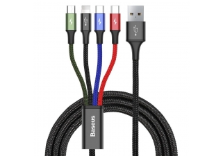 AMIO USB kábel BASEUS Fast 4v1 Lightning  Micro 3,5A 1,2 m čierny.jpg